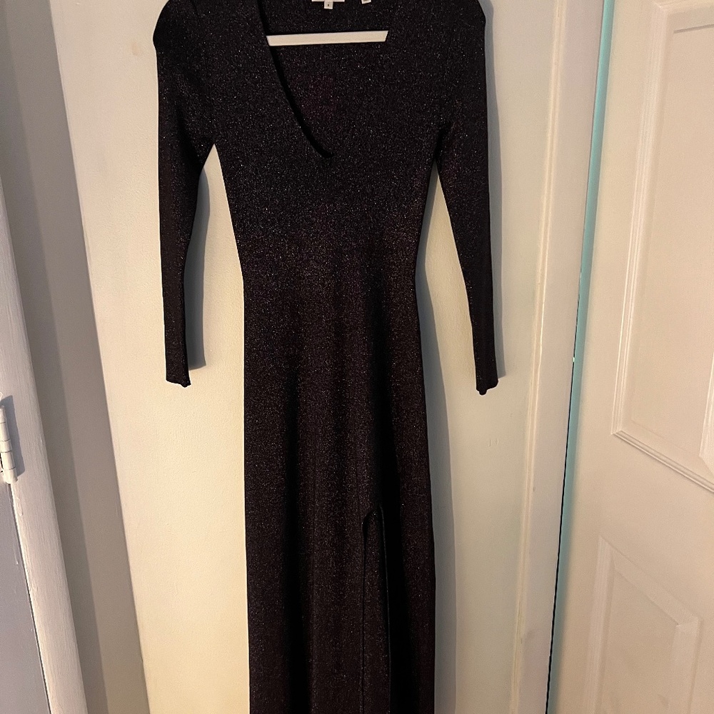 ALC Serafina Metallic Knit Midi Dress